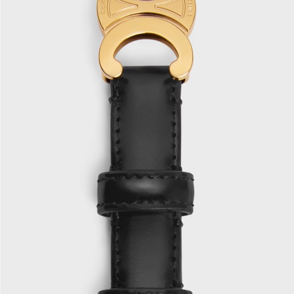 Celine Black Leather Belt with Gold Accent - Picture 3 of 6
